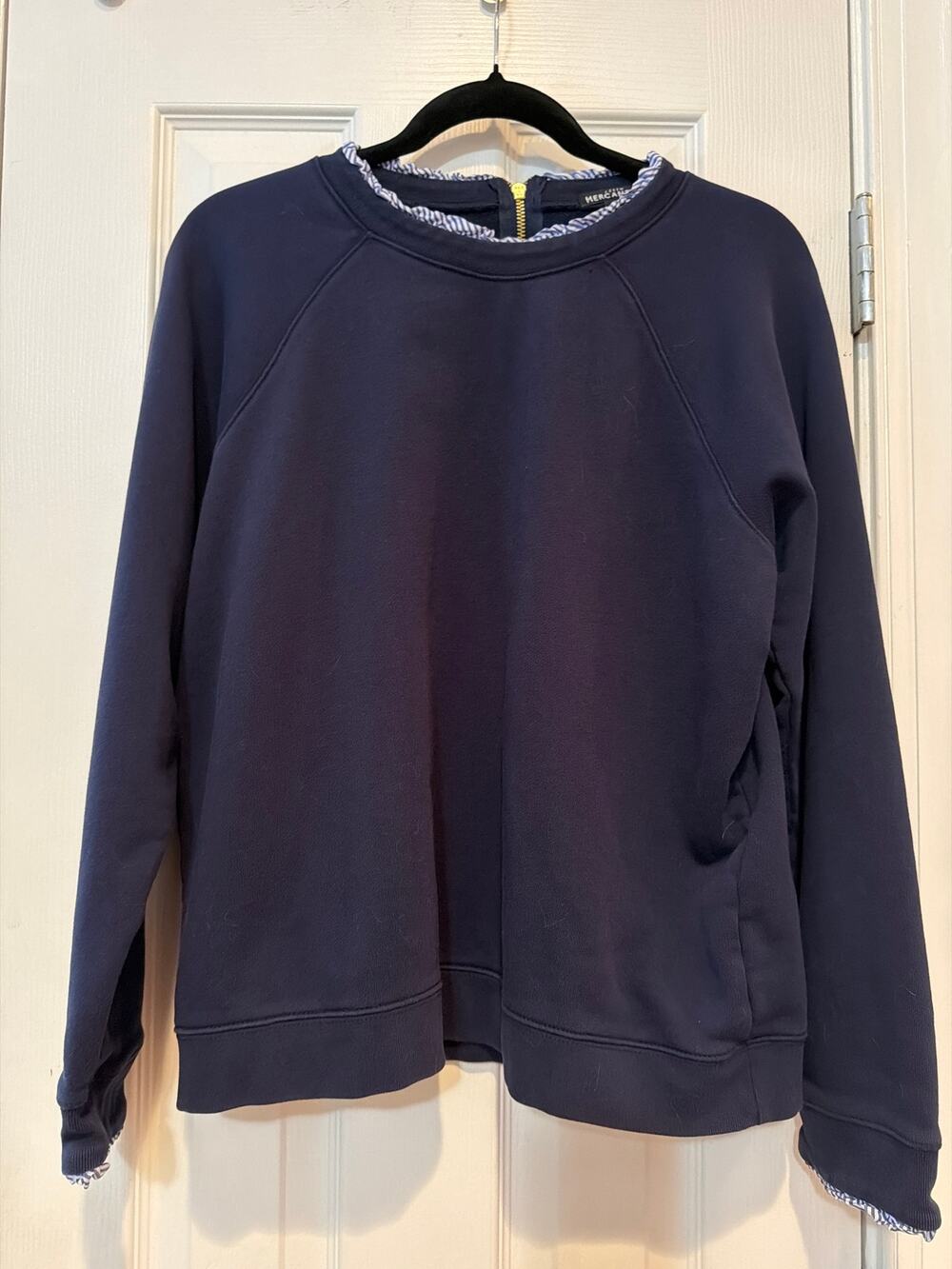 J. Crew Mercantile Navy Sweatshirt with striped trim